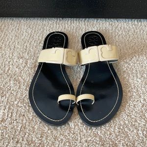 Tory Burch cream sandals.